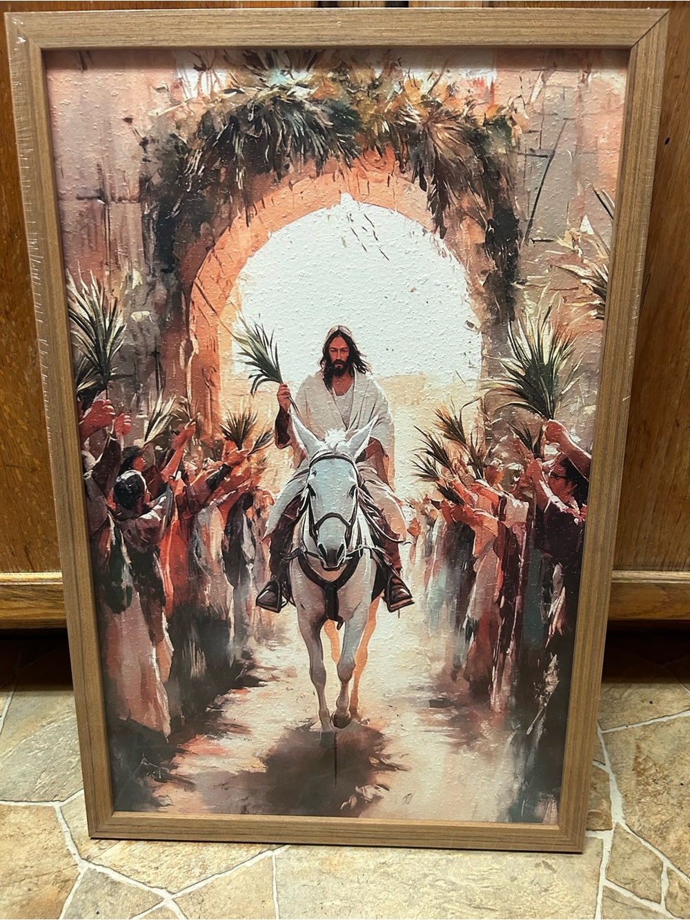 Palm Sunday Jesus on Donkey Wall Art - Warm Neutrals